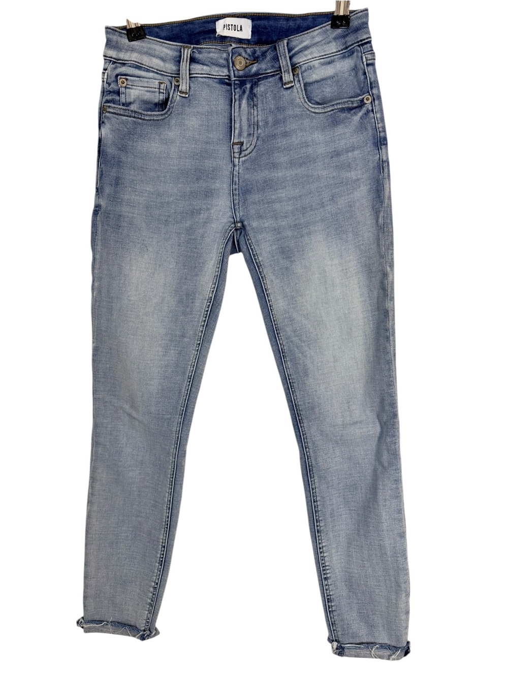Pistola Light Wash Skinny Jeans Size 25 Raw Hem Stretch Mid Rise - Picture 3 of 10